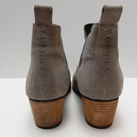 SUPERDRY Yasmin Ankle Boots Genuine Suede Leather Block Heel Grey Sz 9 - Picture 10 of 16